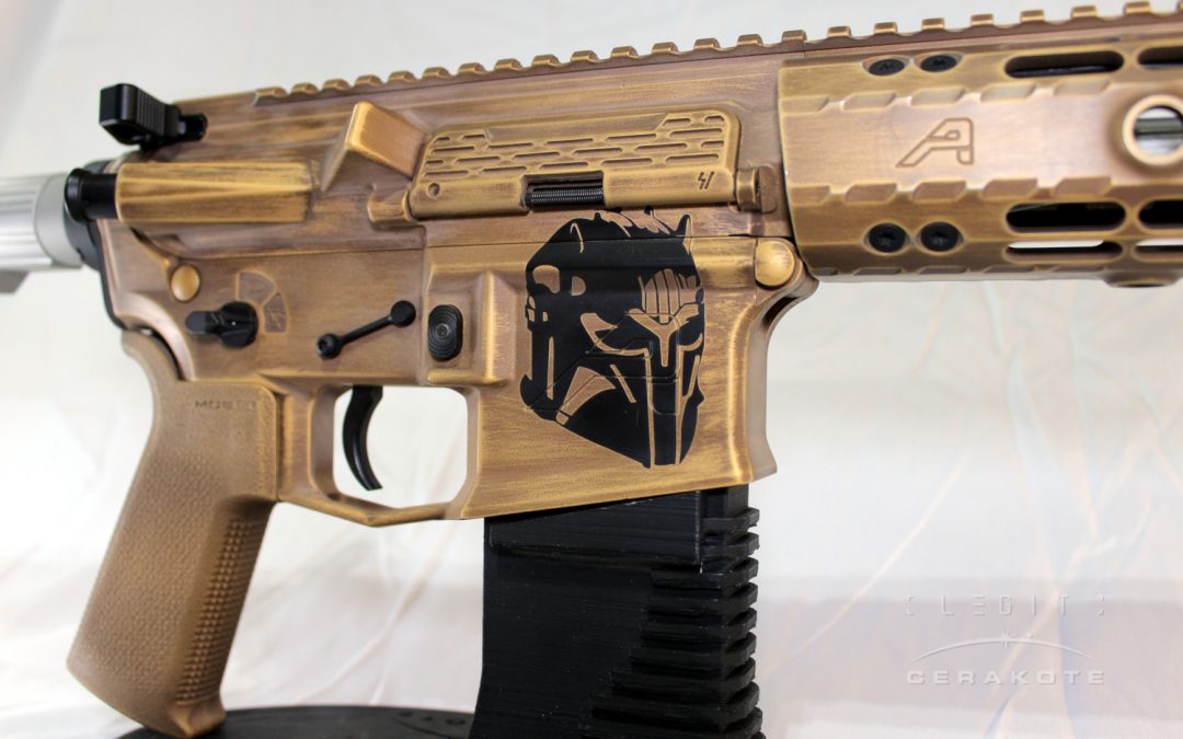 Mandalorian Armorer themed AR-15 rifle